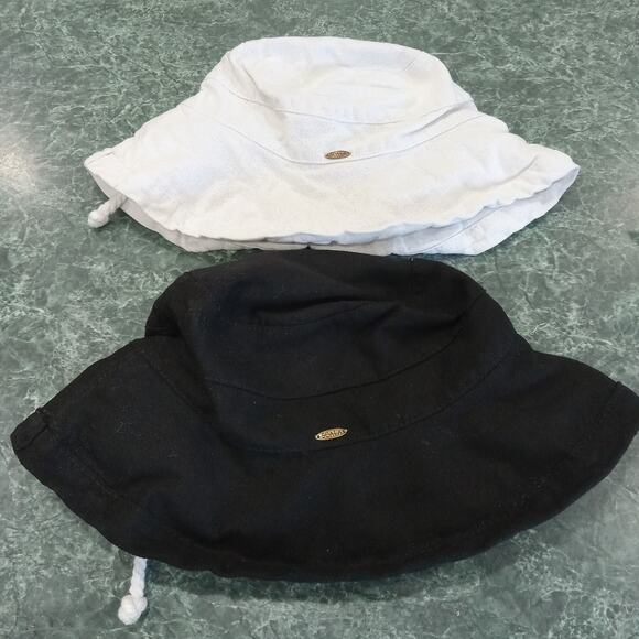 Scala Bucket Hats One Size White Black Sun Hat Beach Travel Drawstring Packable - Picture 9 of 12